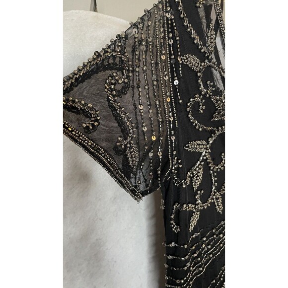 Pisarro Nights Beaded Mesh Column Gown Carbon 6 - Picture 10 of 15